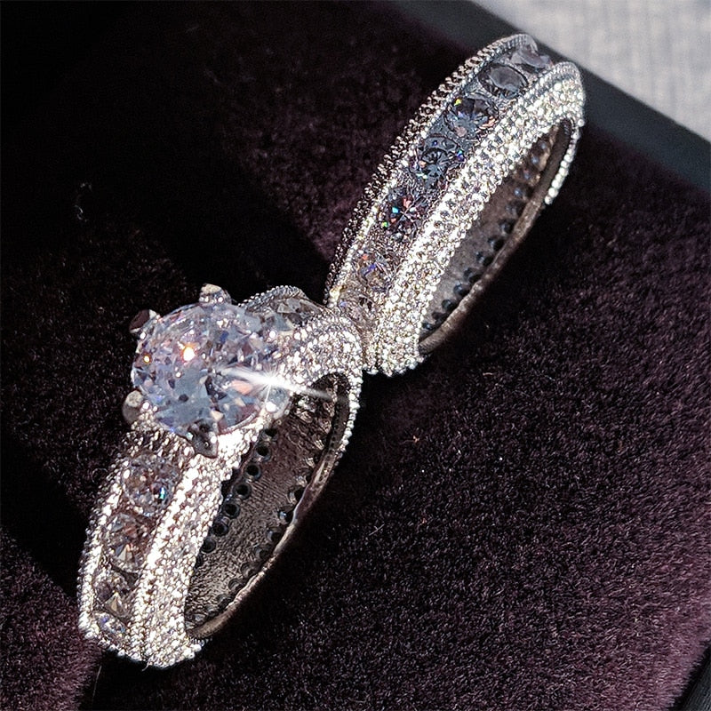 Silver Luxury Bold Big Wedding Rings Set For Engagement African Finger Gift Jewelry