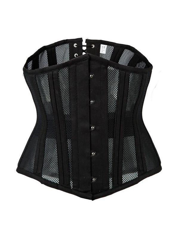Double Steel Boned Breathable 26 Waist Training Mesh Underbust Black Corset