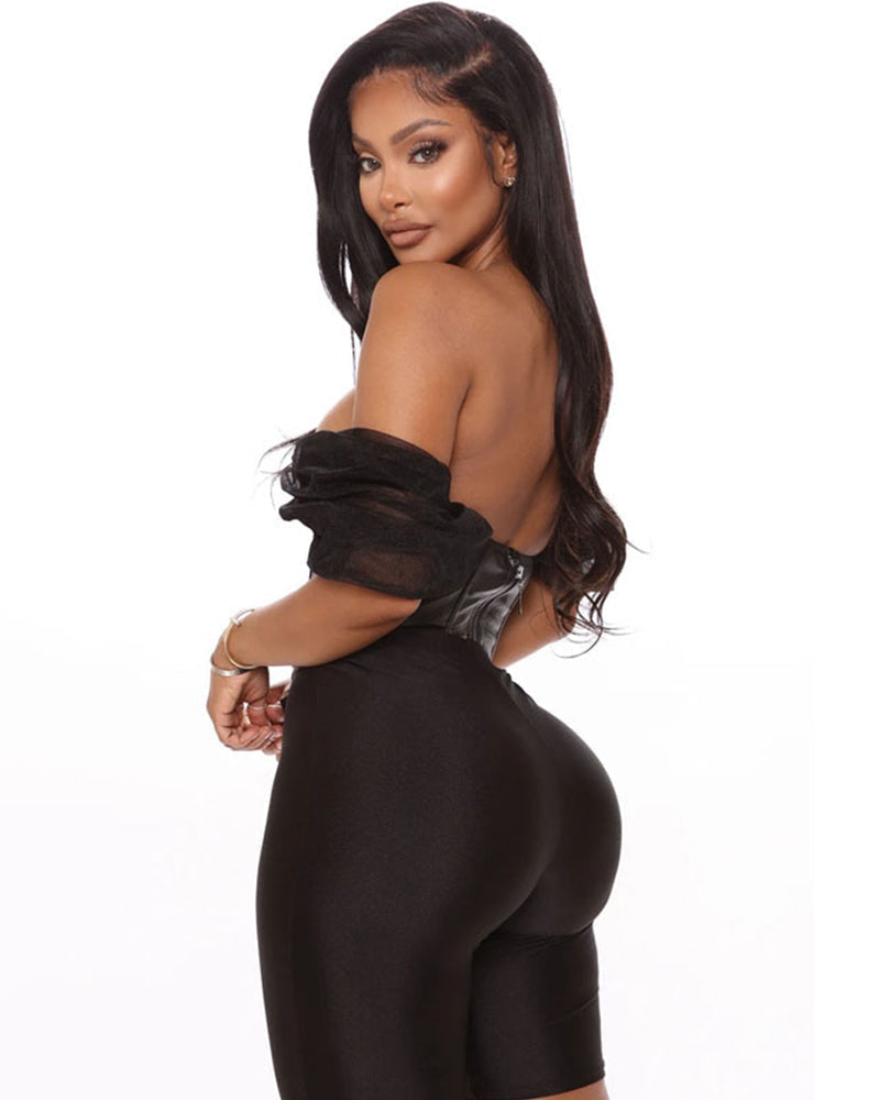 Faux Leather Bustier Top
