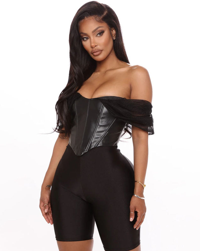 Faux Leather Bustier Top