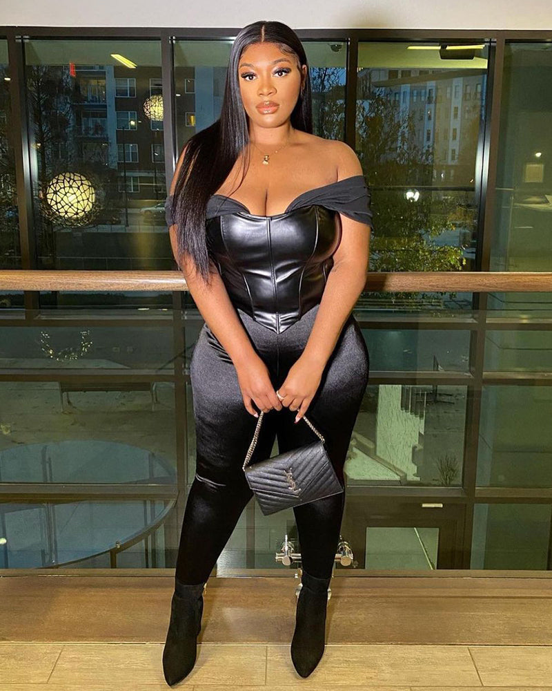Faux Leather Bustier Top