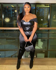 Faux Leather Bustier Top