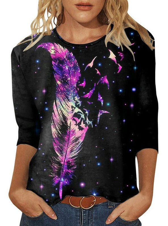 Printed Fashion Round Neck Long Sleeve T-shirts