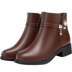 Women Gold Zipper Soft Sole Boots