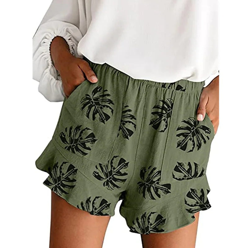 Printed Fashion High Waist Shorts Plus Size Loose Casual Pants