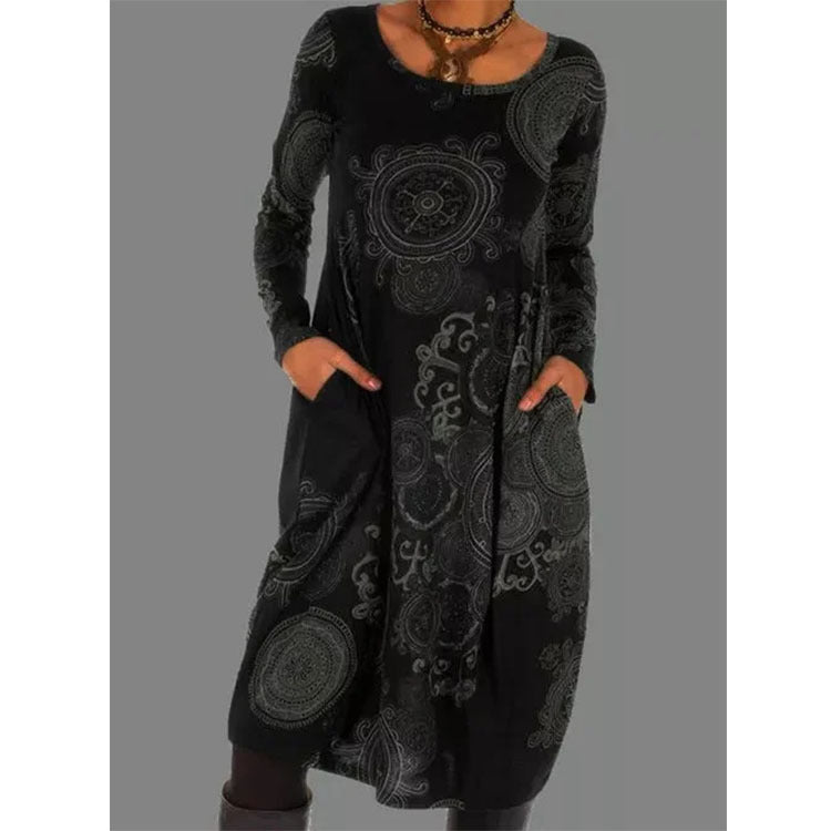 Printed ethnic style dress long dresses maxi dresses