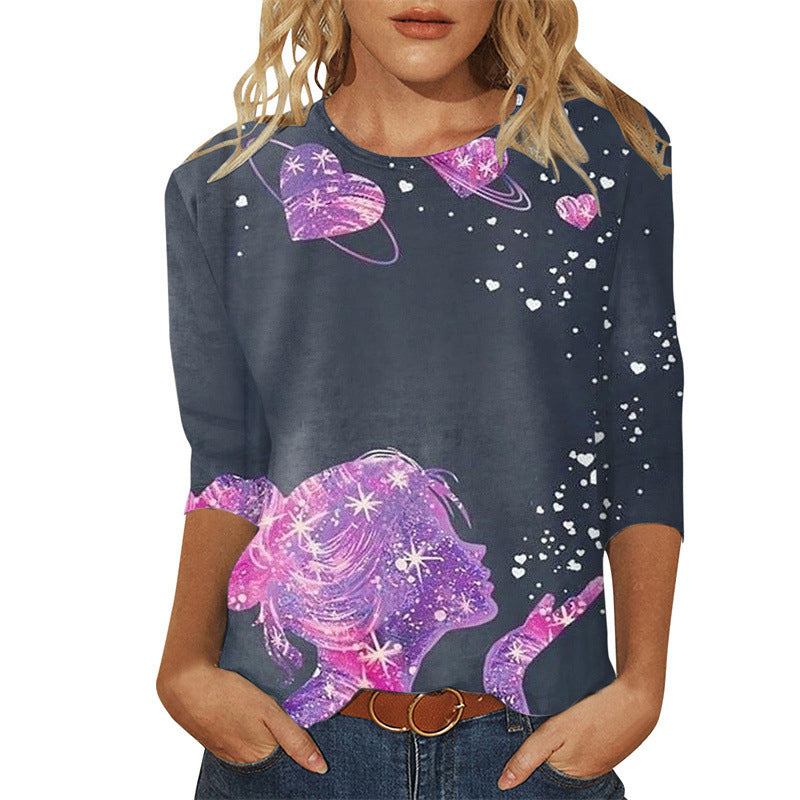 Printed Fashion Round Neck Long Sleeve T-shirts