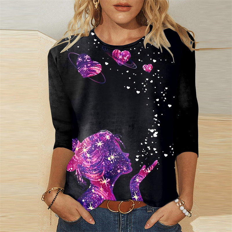 Printed Fashion Round Neck Long Sleeve T-shirts