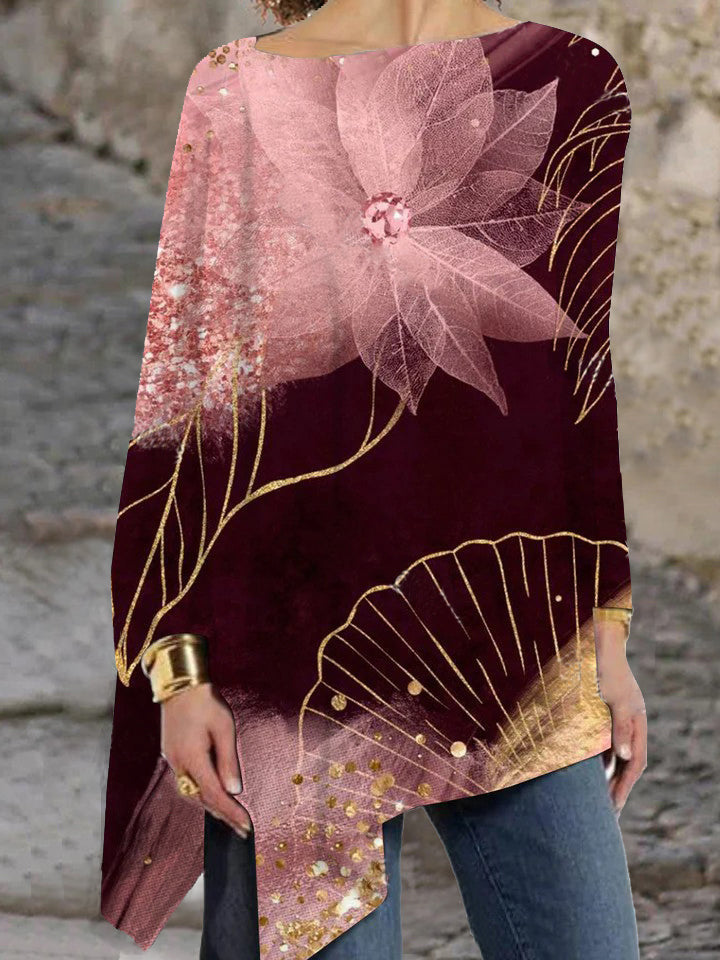 Pullover long-sleeved Christmas printing loose-fitting round neck casual women's T-shirts