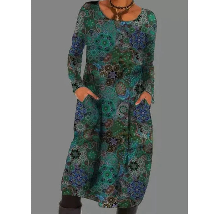 Printed ethnic style dress long dresses maxi dresses