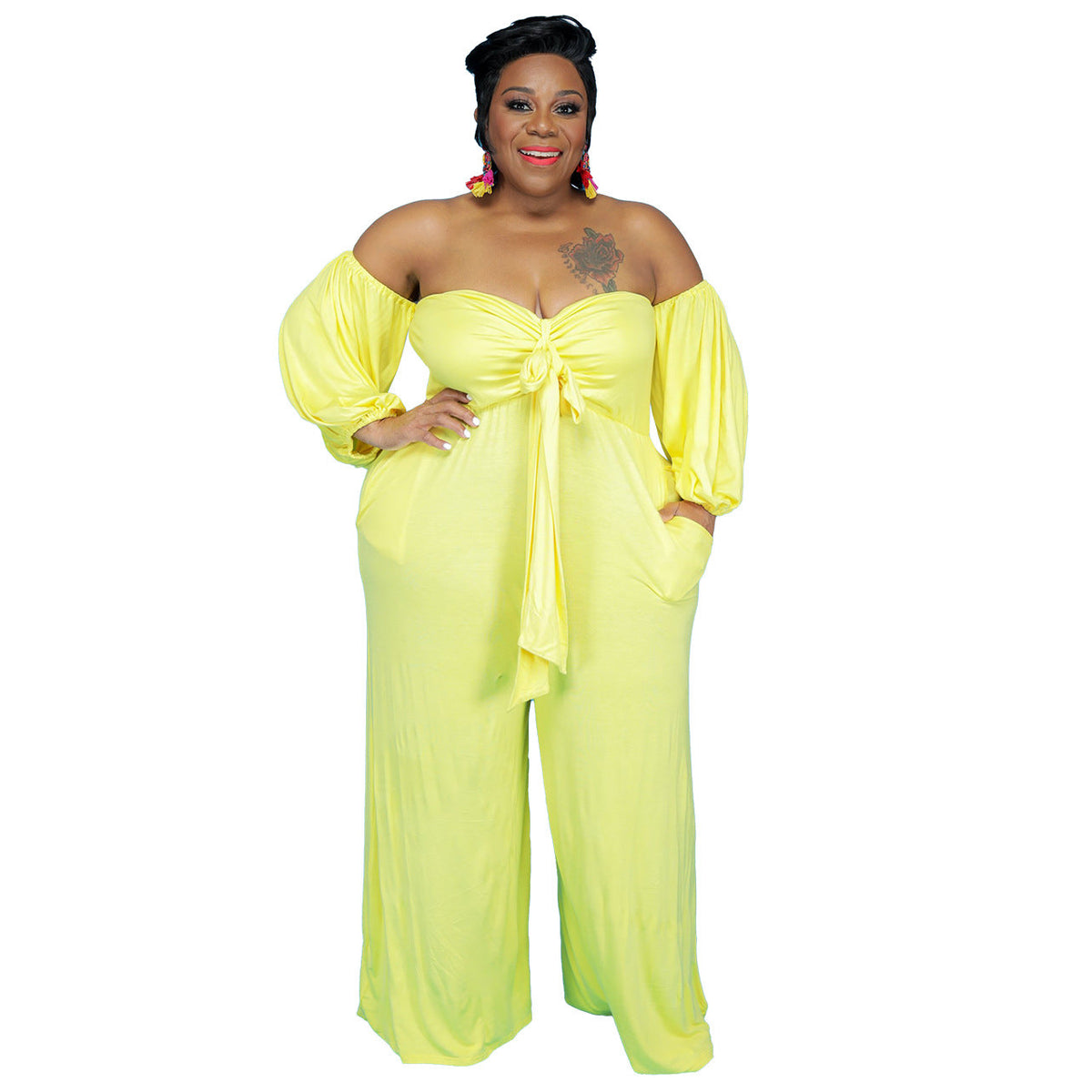 Tube Top Solid Color Jumpsuit Wide Leg Pants