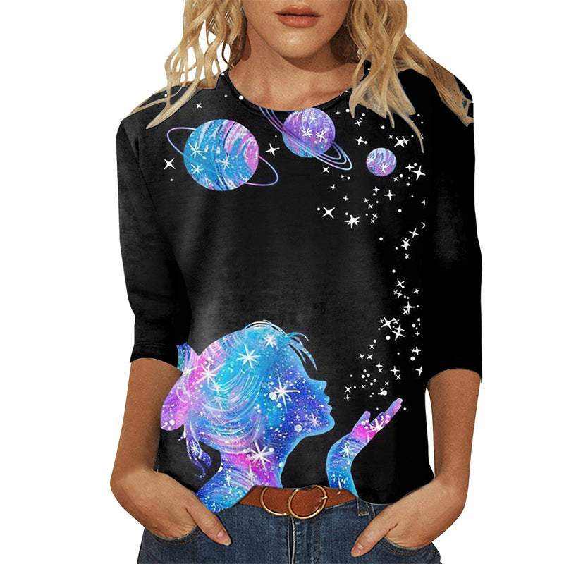 Printed Fashion Round Neck Long Sleeve T-shirts