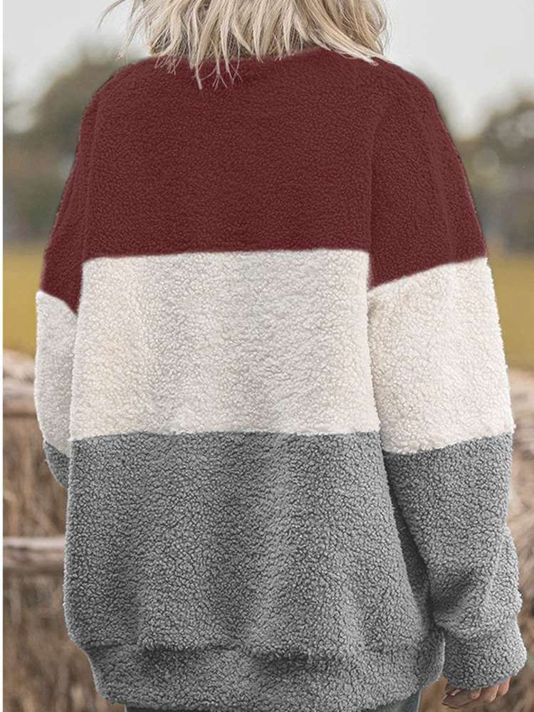 Plush Gored Round neck Long sleeve Sweatshirts