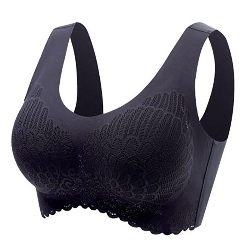 Wireless Push Up Comfort Shock-Proof Latex Pad Lace Bra