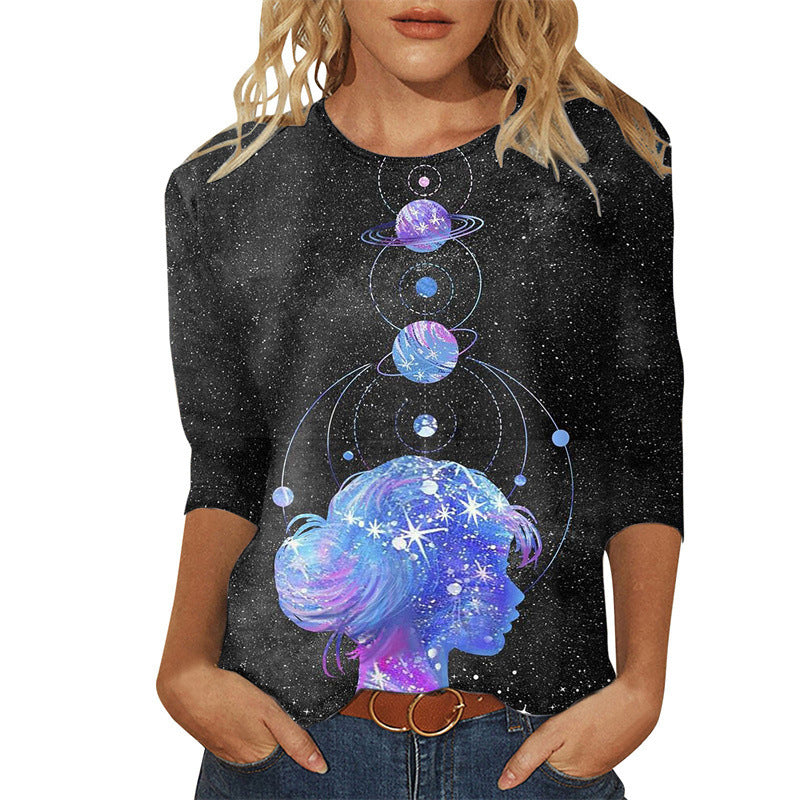 Printed Fashion Round Neck Long Sleeve T-shirts