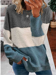 Plush Gored Round neck Long sleeve Sweatshirts