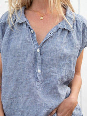 Pure Color Casual Short  Sleeved Top