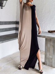 One Shoulder  Patchwork  Color Block Maxi Dresses
