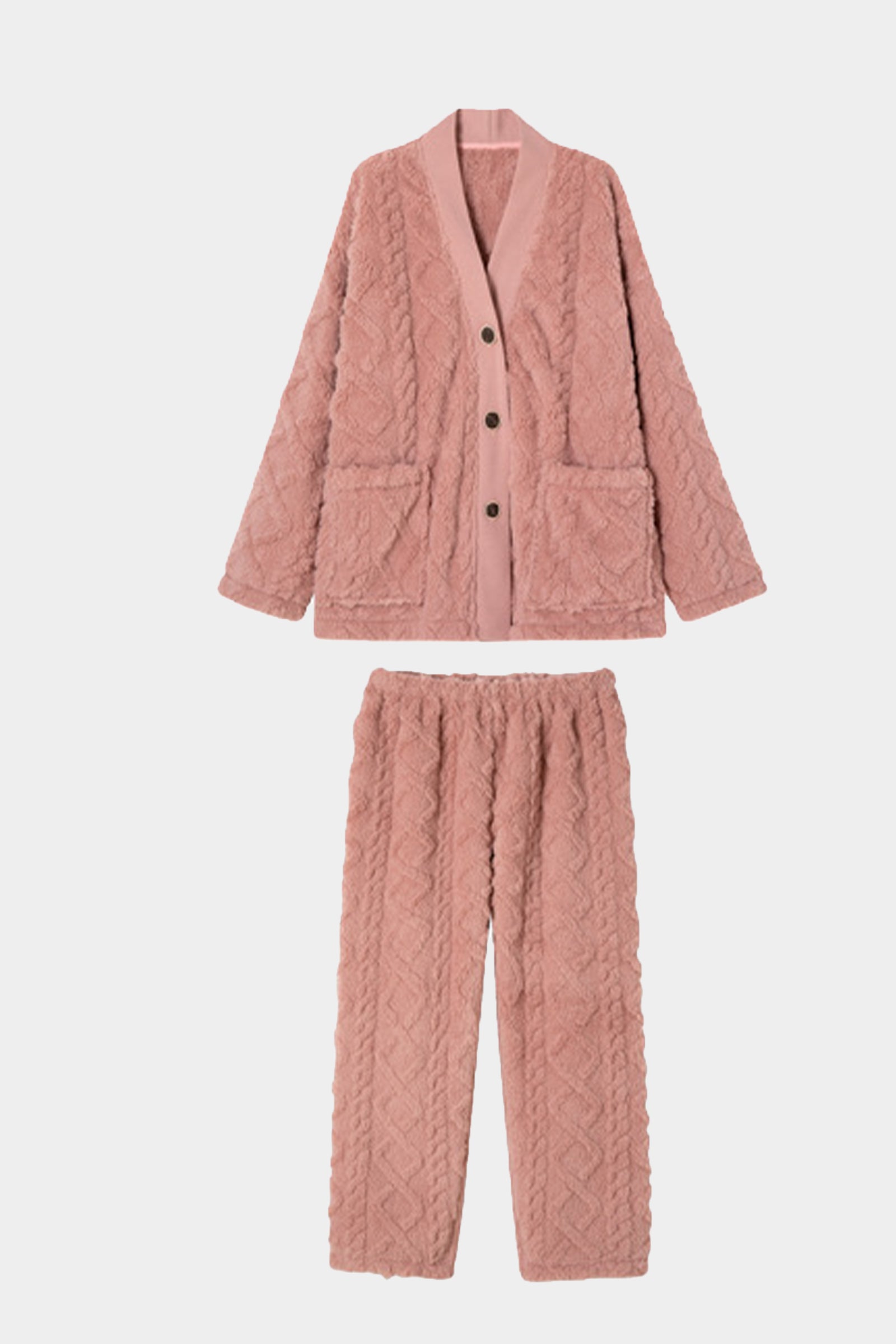 Ambrosia Warm Hugs Fluffy Fleece Matching Pajama Set