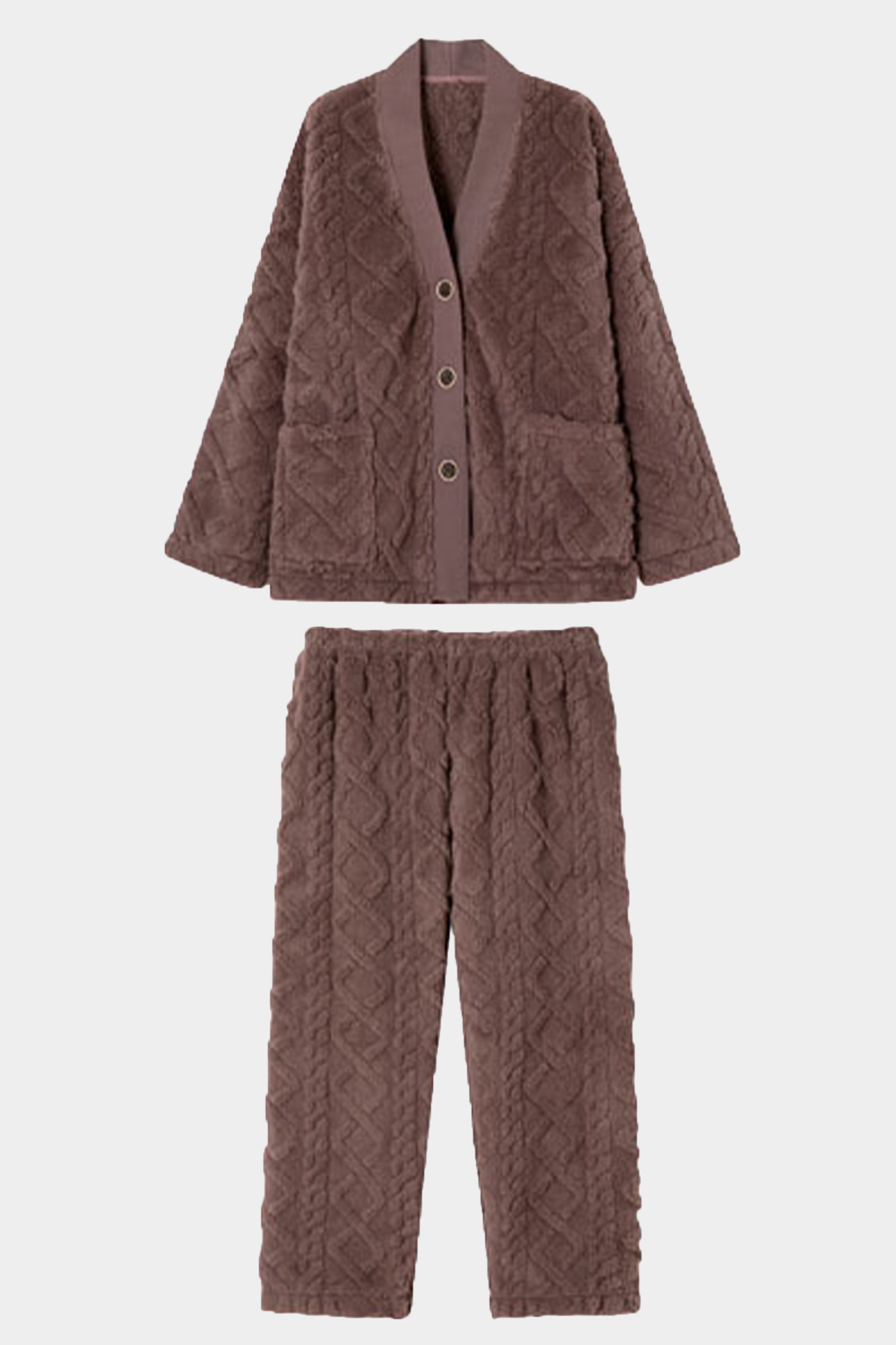 Ambrosia Warm Hugs Fluffy Fleece Matching Pajama Set