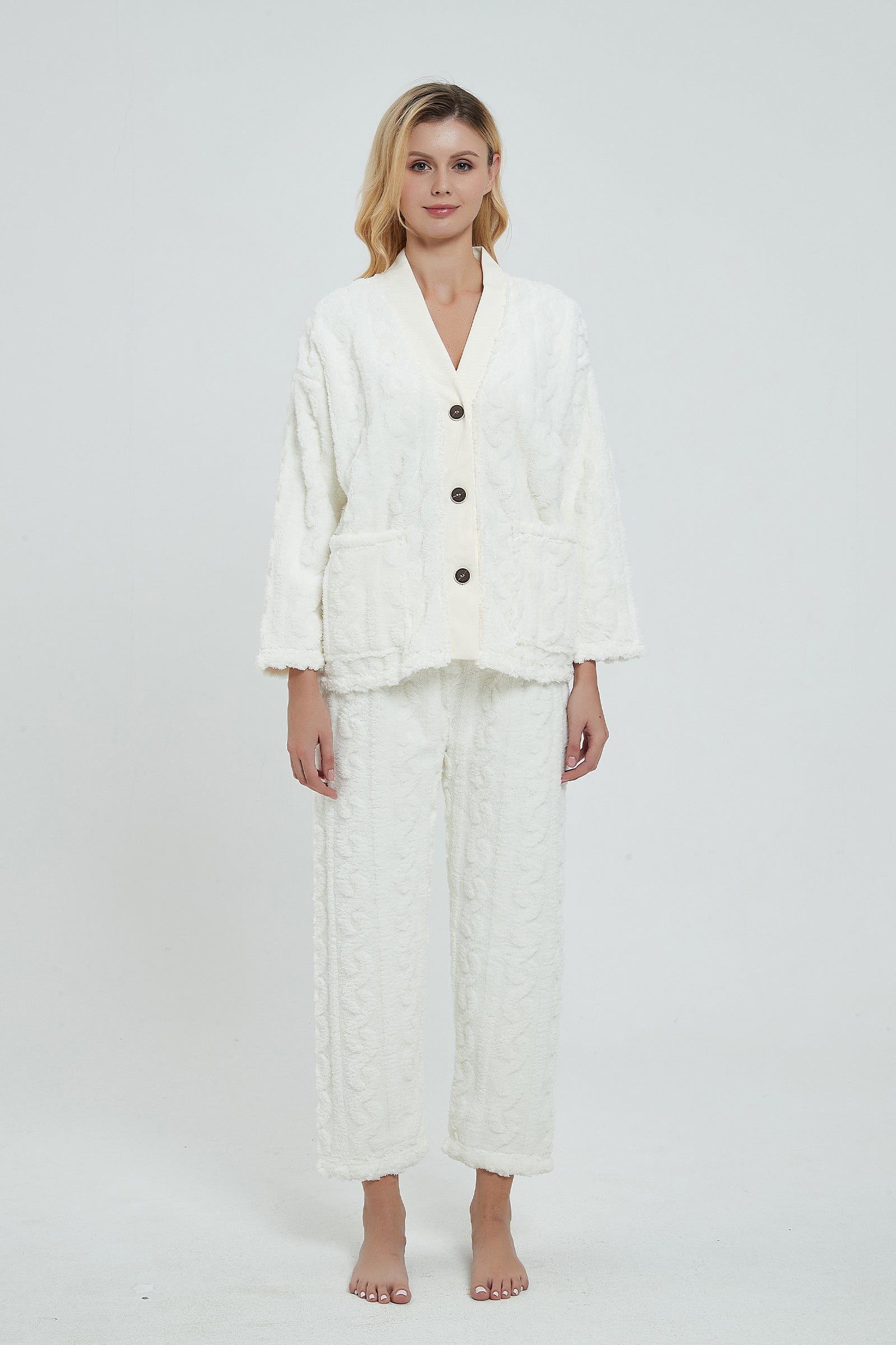 Ambrosia Warm Hugs Fluffy Fleece Matching Pajama Set
