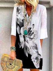 Pre-Sale Floral Shift Casual V Neck Dresses