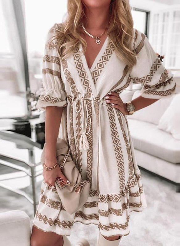 Print Lace Sleeveless A-line Above Knee Skater Dresses
