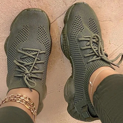 Pure color Breathable Lace-Up Sneakers