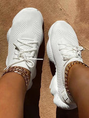 Pure color Breathable Lace-Up Sneakers