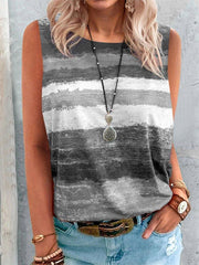 Printed Cold Shoulder Crew Neck Shirts & Tops