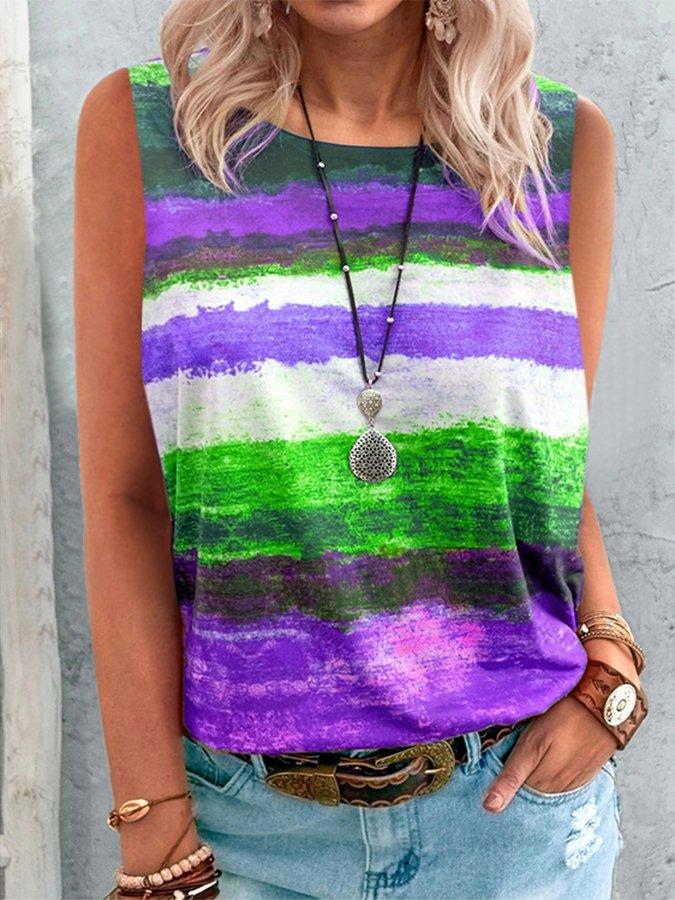 Printed Cold Shoulder Crew Neck Shirts & Tops
