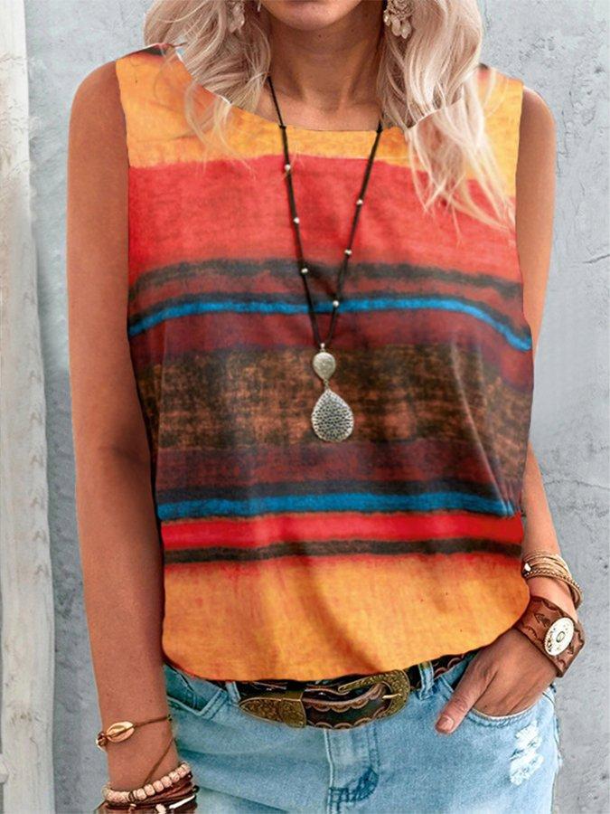 Printed Cold Shoulder Crew Neck Shirts & Tops