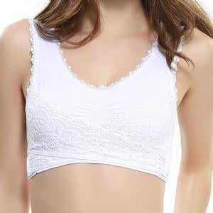 Push Up & Lift Support Front Cross Side Buckle Wireless Lace Bra