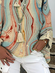 Plus size Printed Casual Long Sleeve Shirts & Tops