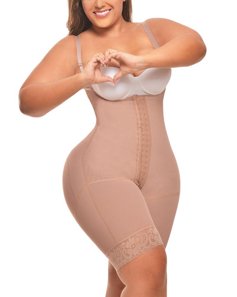 Women Bodysuit Shorts Covered Back and Perineal Zipper