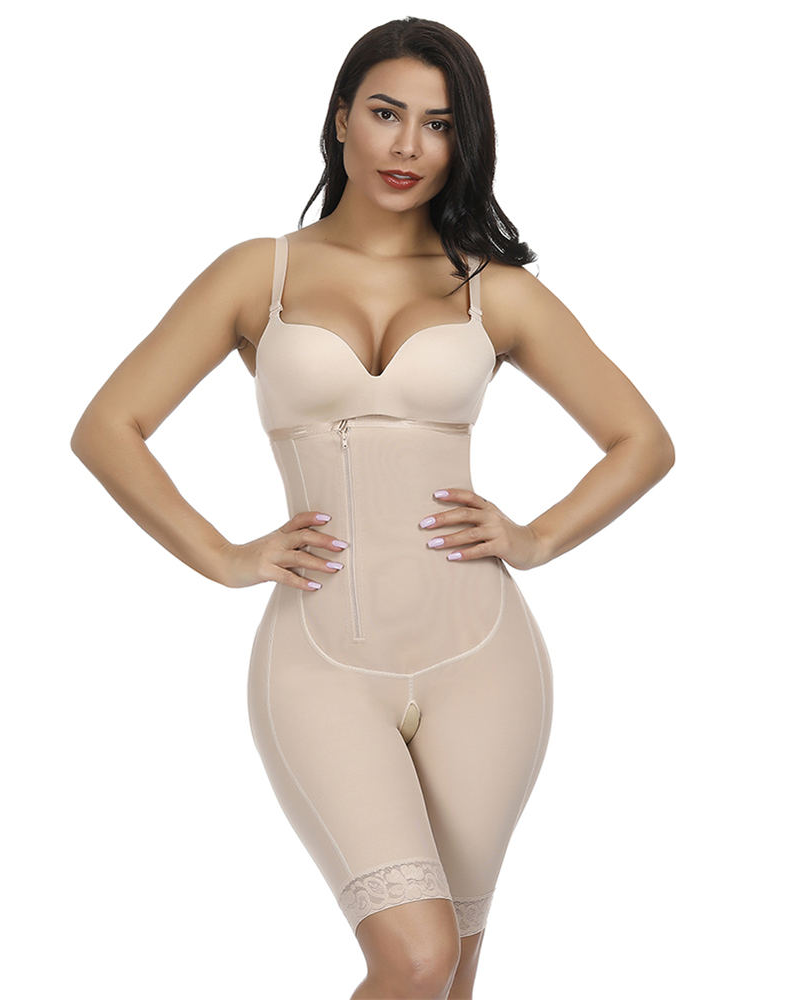 Women Side Zipper Open Crotch Bodysuit