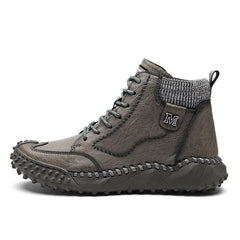 Men Warm Casual Thick-Soled High-Top Leather Plus Velvet Boots