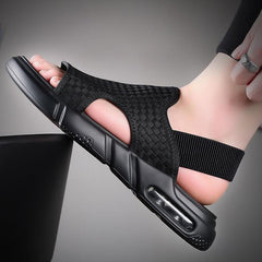 Soft Sole Black Woven Summer Sandals