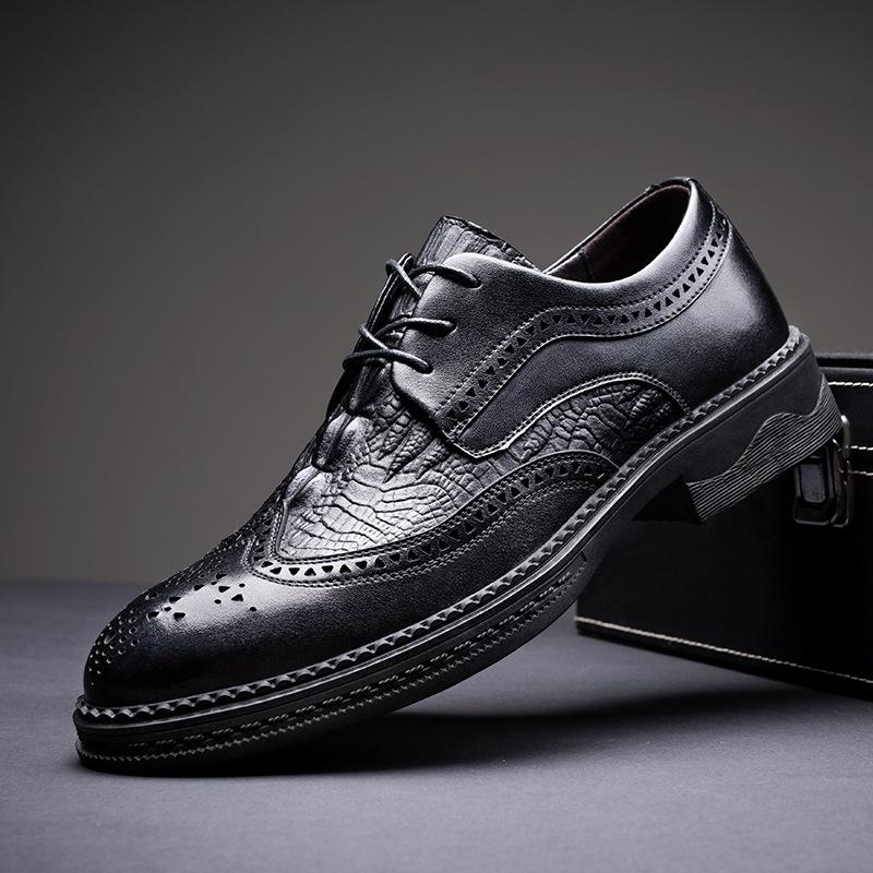 Handmade Crocodile Embossed Brock Dress Shoes