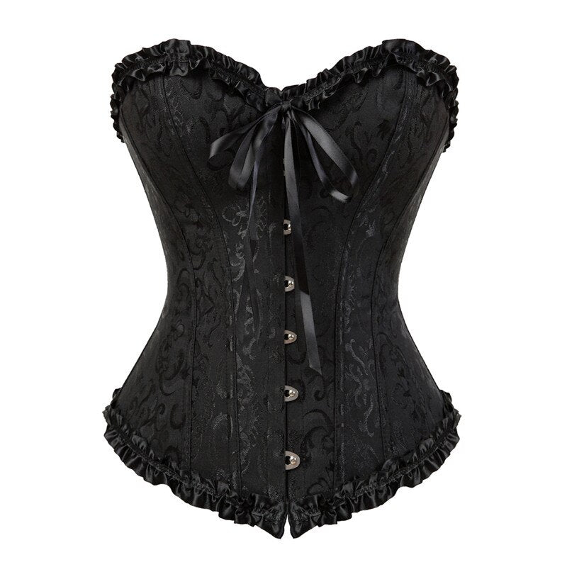 Overbust Corset Sexy Lace Plus Size Erotic Zip Floral Women Bustier C