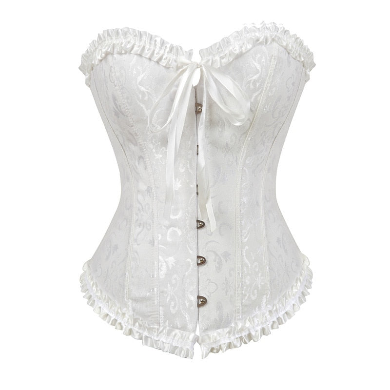 Overbust Corset Sexy Lace Plus Size Erotic Zip Floral Women Bustier C