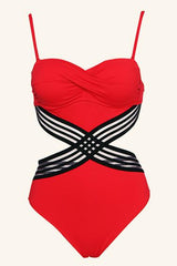 Patchwork Mesh Backless One Piece Swimsuit