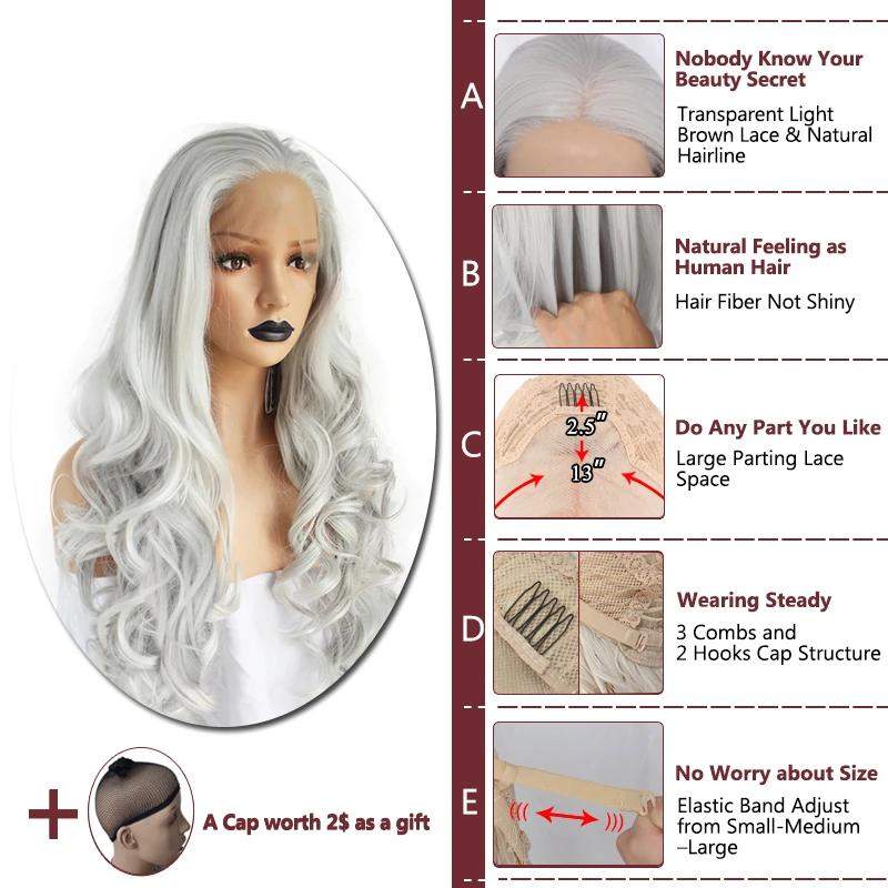 High Temperature Fiber Natural Synthetic Lace Wig