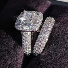 Trendy Luxury 925 Sterling Silver Ring Set