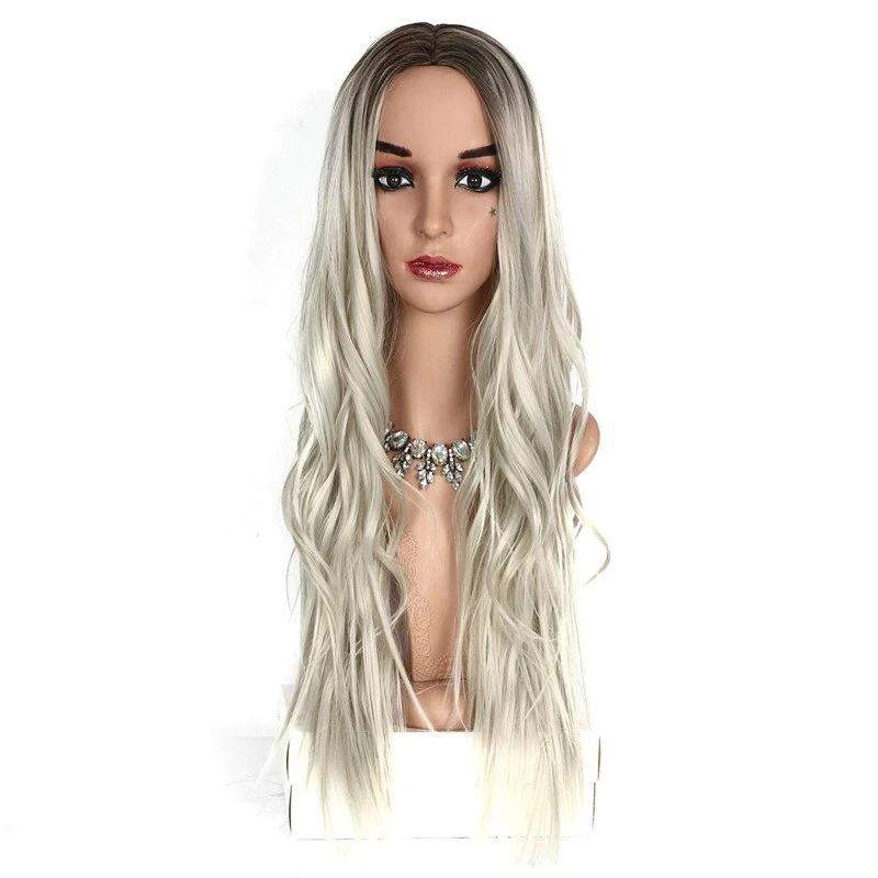 Trendy Glueless Long Wave Synthetic Heat Resistant Fiber Wigs For Women