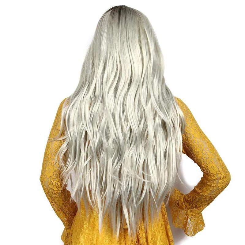 Trendy Glueless Long Wave Synthetic Heat Resistant Fiber Wigs For Women