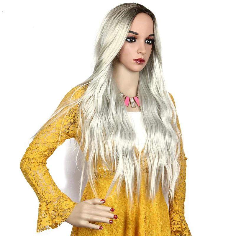 Trendy Glueless Long Wave Synthetic Heat Resistant Fiber Wigs For Women