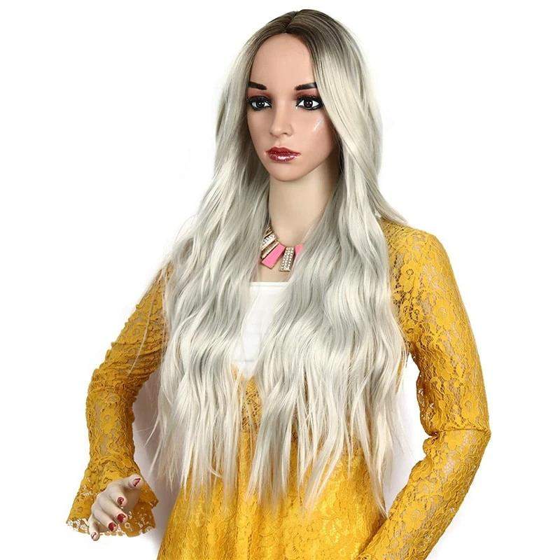 Trendy Glueless Long Wave Synthetic Heat Resistant Fiber Wigs For Women