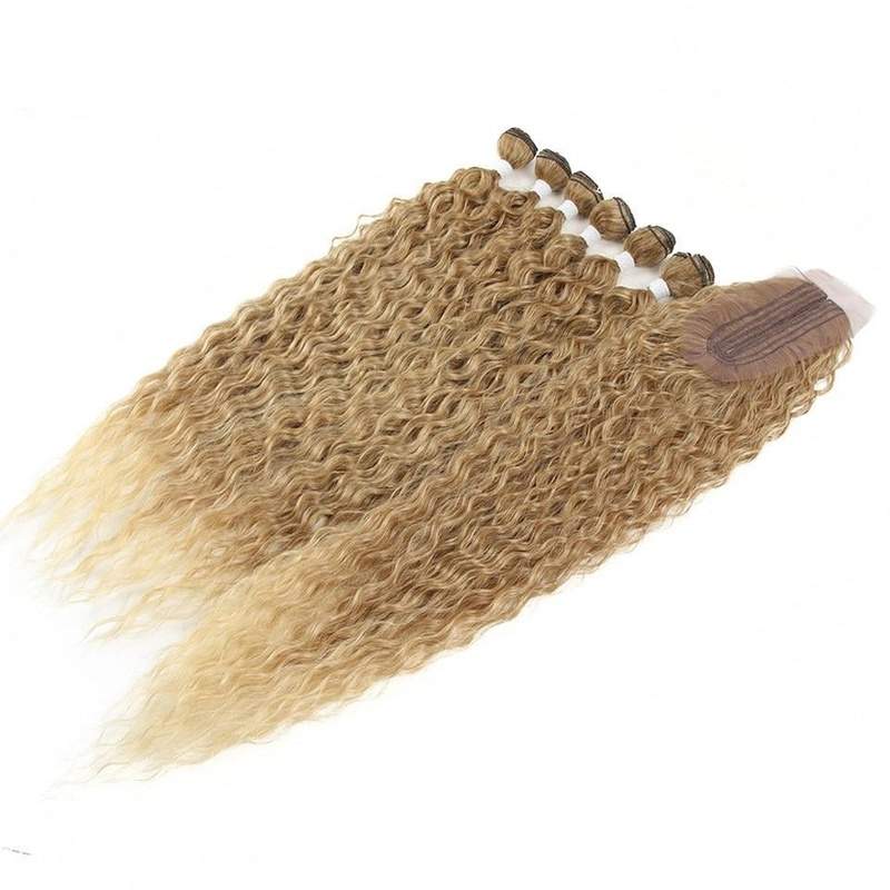 Curly Hair With Closure Soft Synthetic Hair Heat Resistant