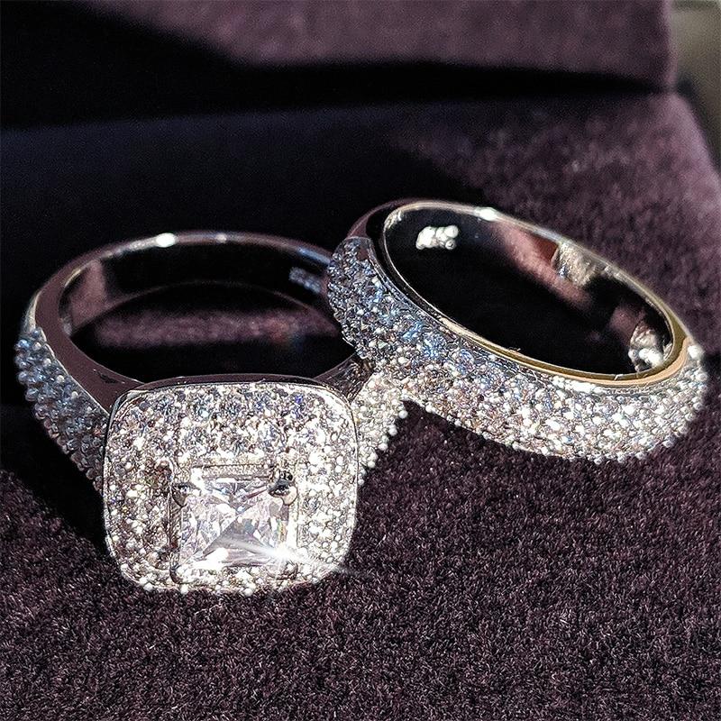 Trendy Luxury 925 Sterling Silver Ring Set